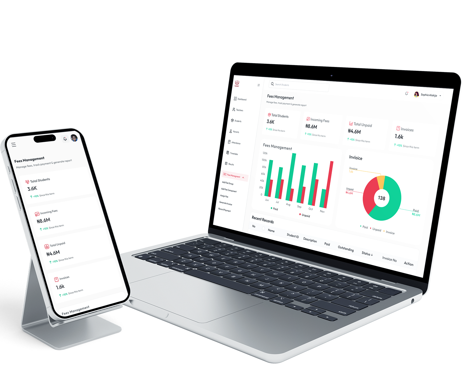 Shupavu school management platform on desktop and mobile